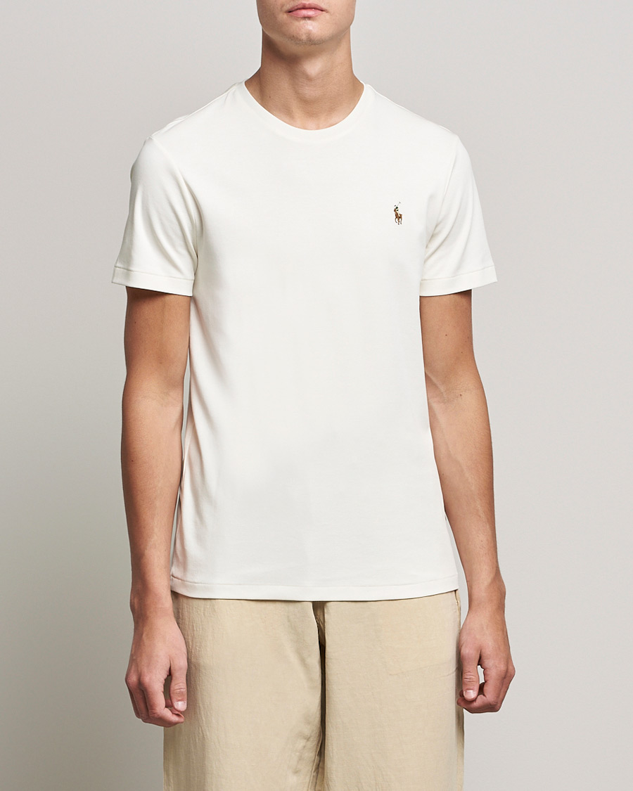Herr | T-Shirts | Polo Ralph Lauren | Luxury Pima Cotton Crew Neck T-Shirt Clubhouse Cream