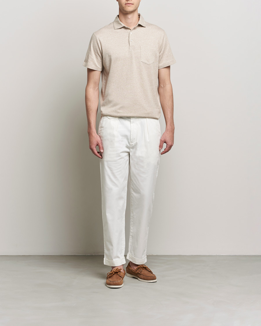 Herr | Pikéer | Polo Ralph Lauren | Custom Slim Fit Cotton/Linen Polo Tan Heather
