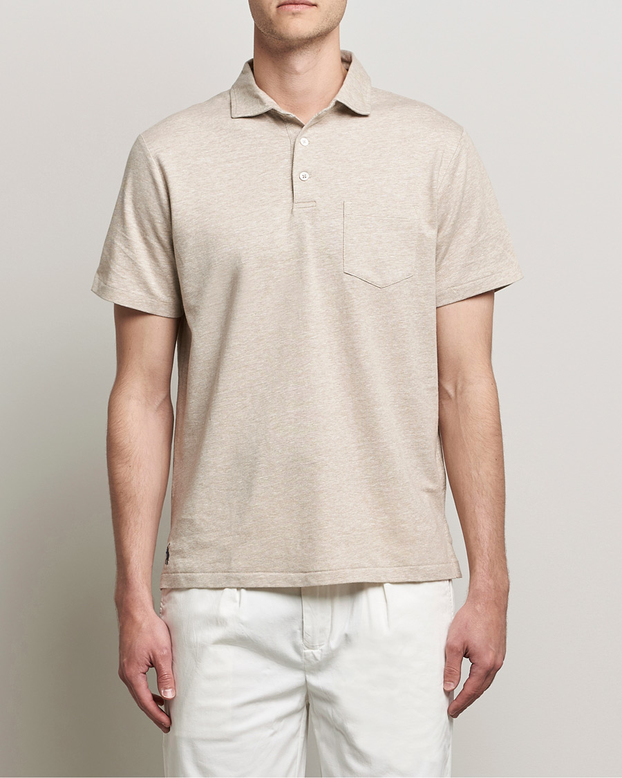 Herr | Pikéer | Polo Ralph Lauren | Custom Slim Fit Cotton/Linen Polo Tan Heather