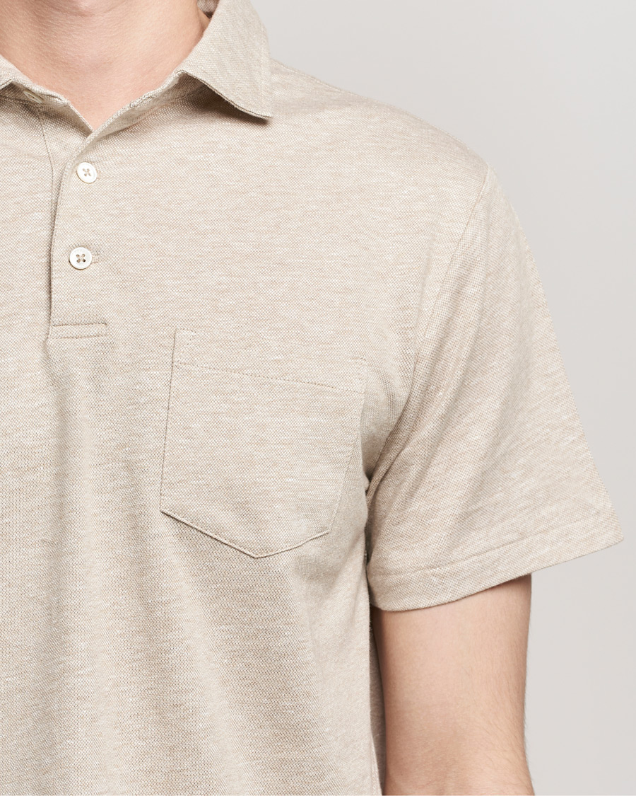 Herr | Pikéer | Polo Ralph Lauren | Custom Slim Fit Cotton/Linen Polo Tan Heather