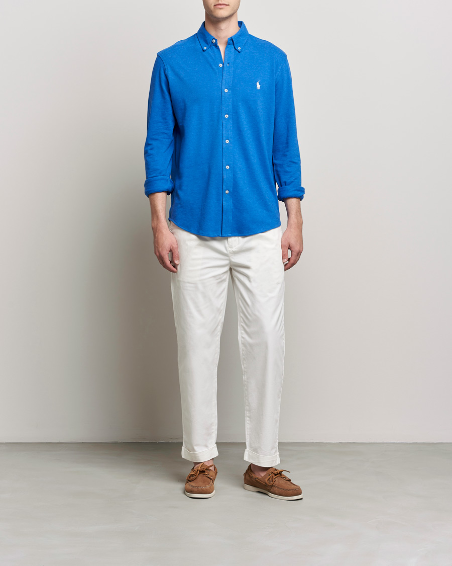 Herr | Skjortor | Polo Ralph Lauren | Featherweight Mesh Shirt Dockside Blue Heather