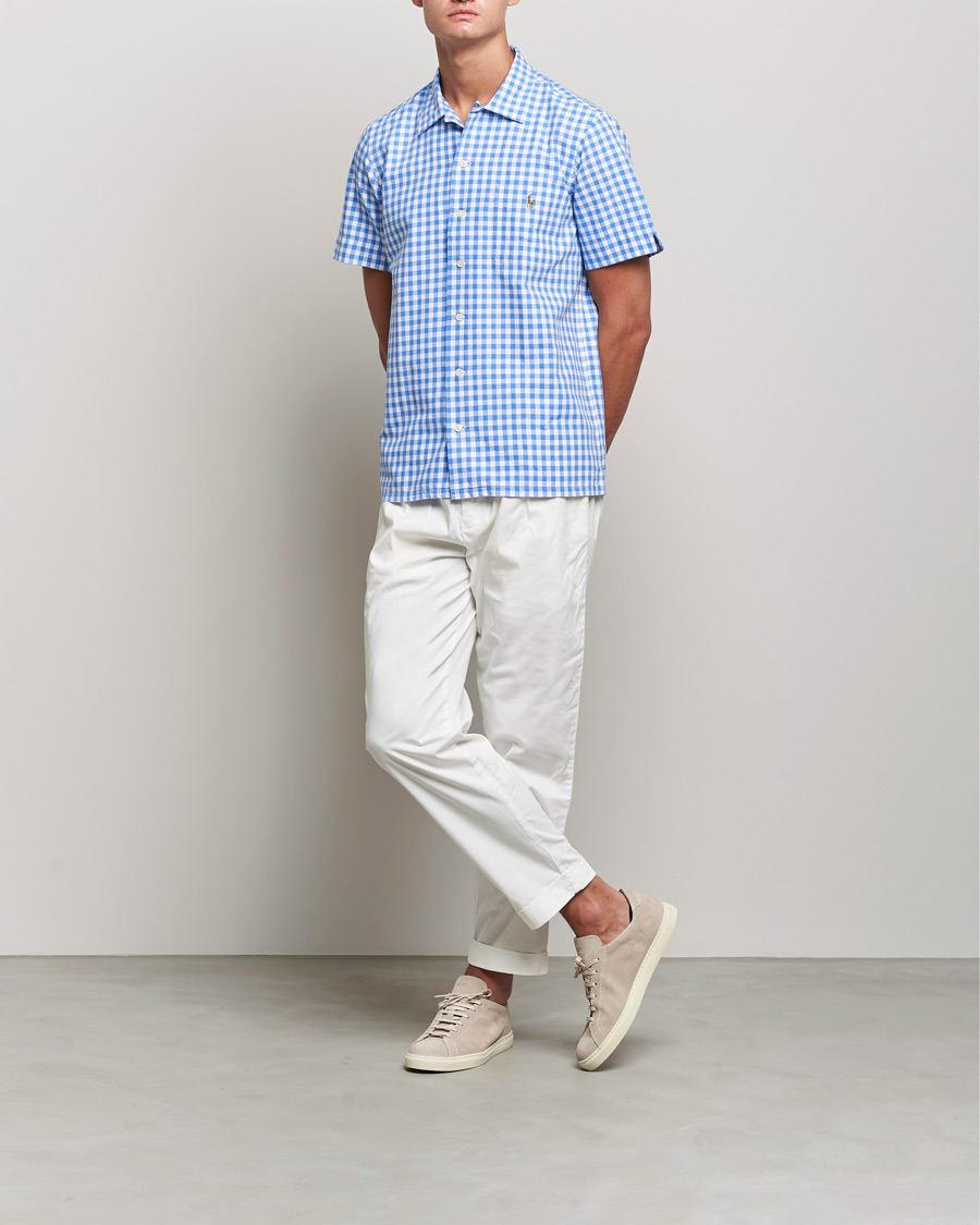 Herr | Kortärmade skjortor | Polo Ralph Lauren | Short Sleeve Resort Collar Checked Shirt Blue/White