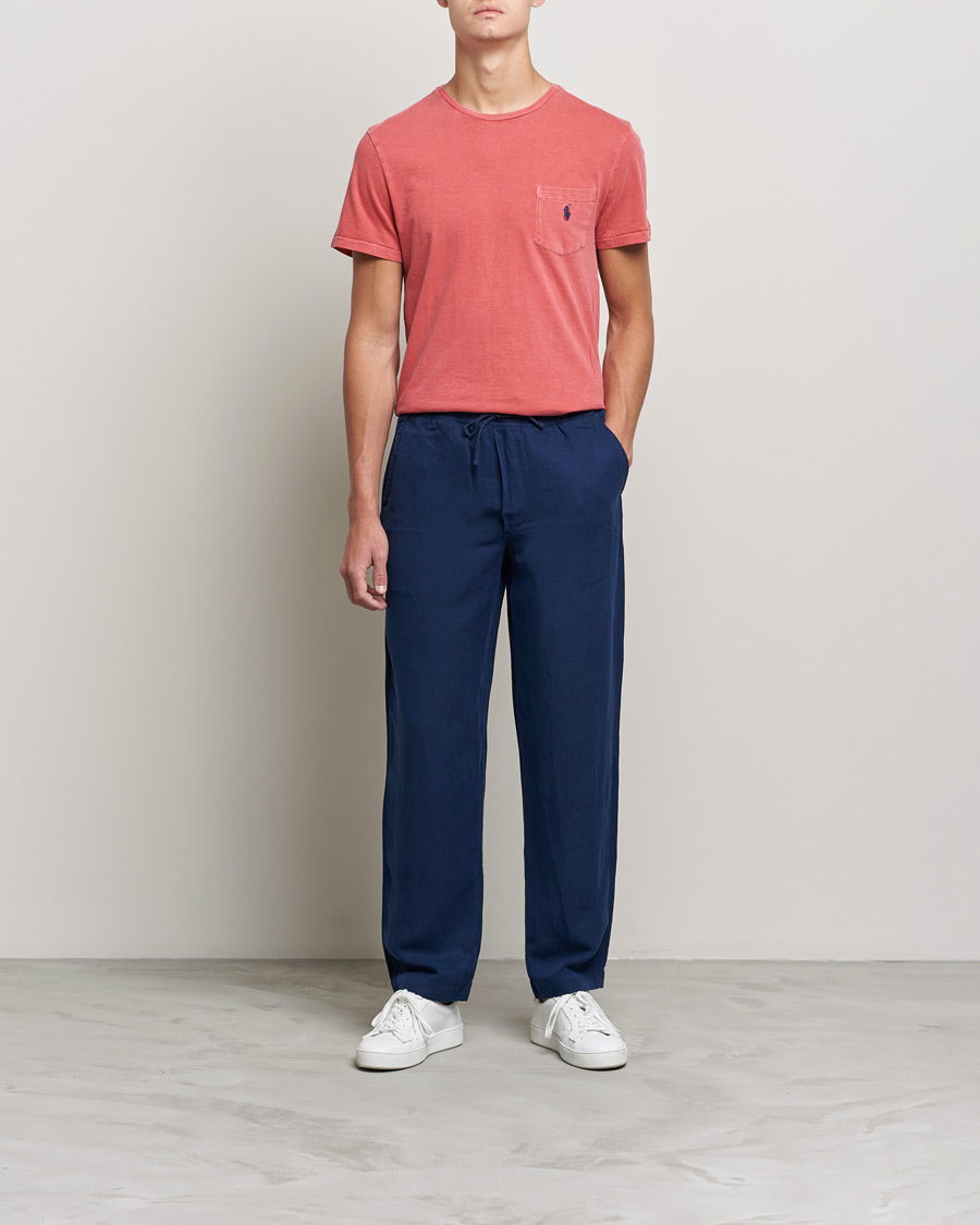 Herr | Byxor | Polo Ralph Lauren | Linen/Silk Drawstring Trousers Newport Navy