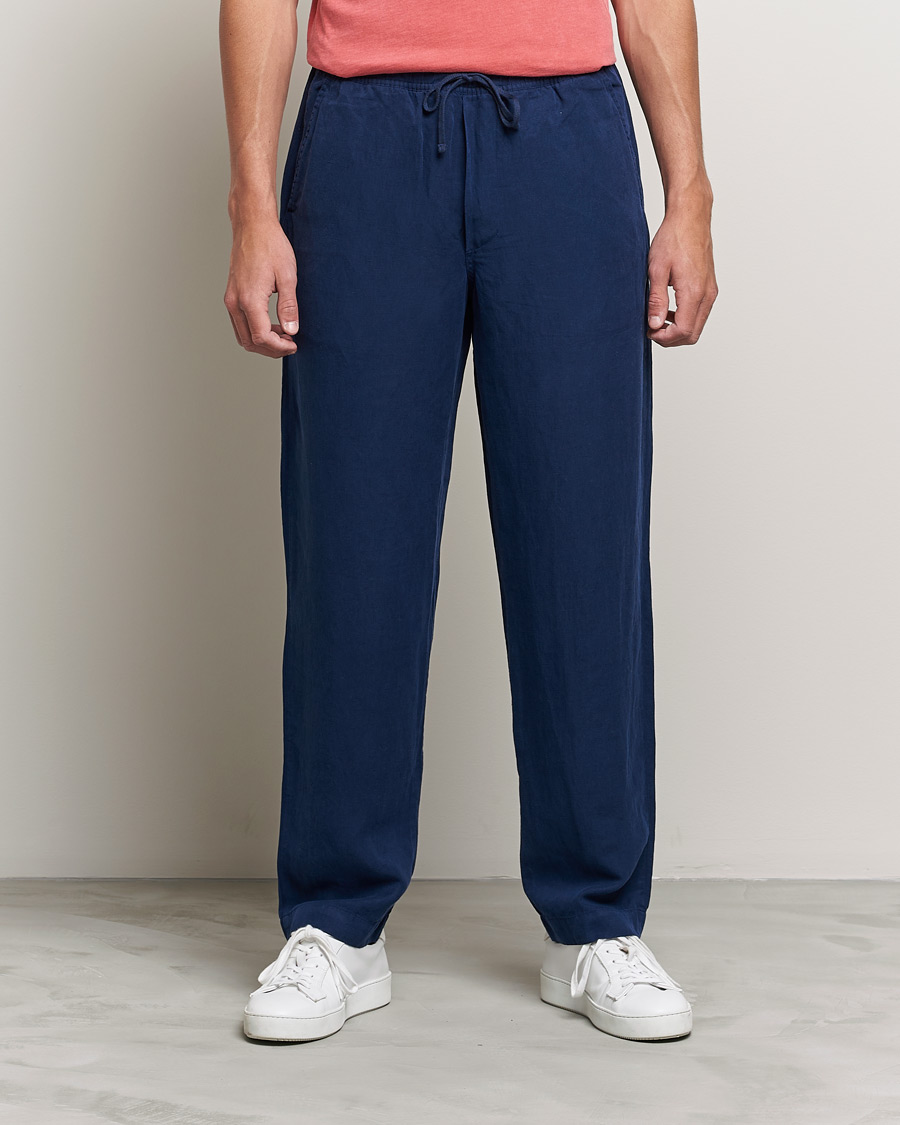 Herr | Linnebyxor | Polo Ralph Lauren | Linen/Silk Drawstring Trousers Newport Navy