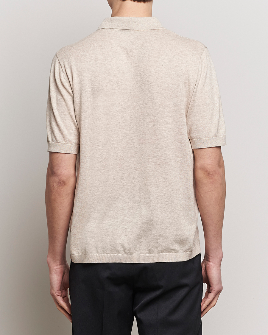 Herr | Pikéer | A Day's March | Ebro Cotton/Merino Open Collar Polo Sand