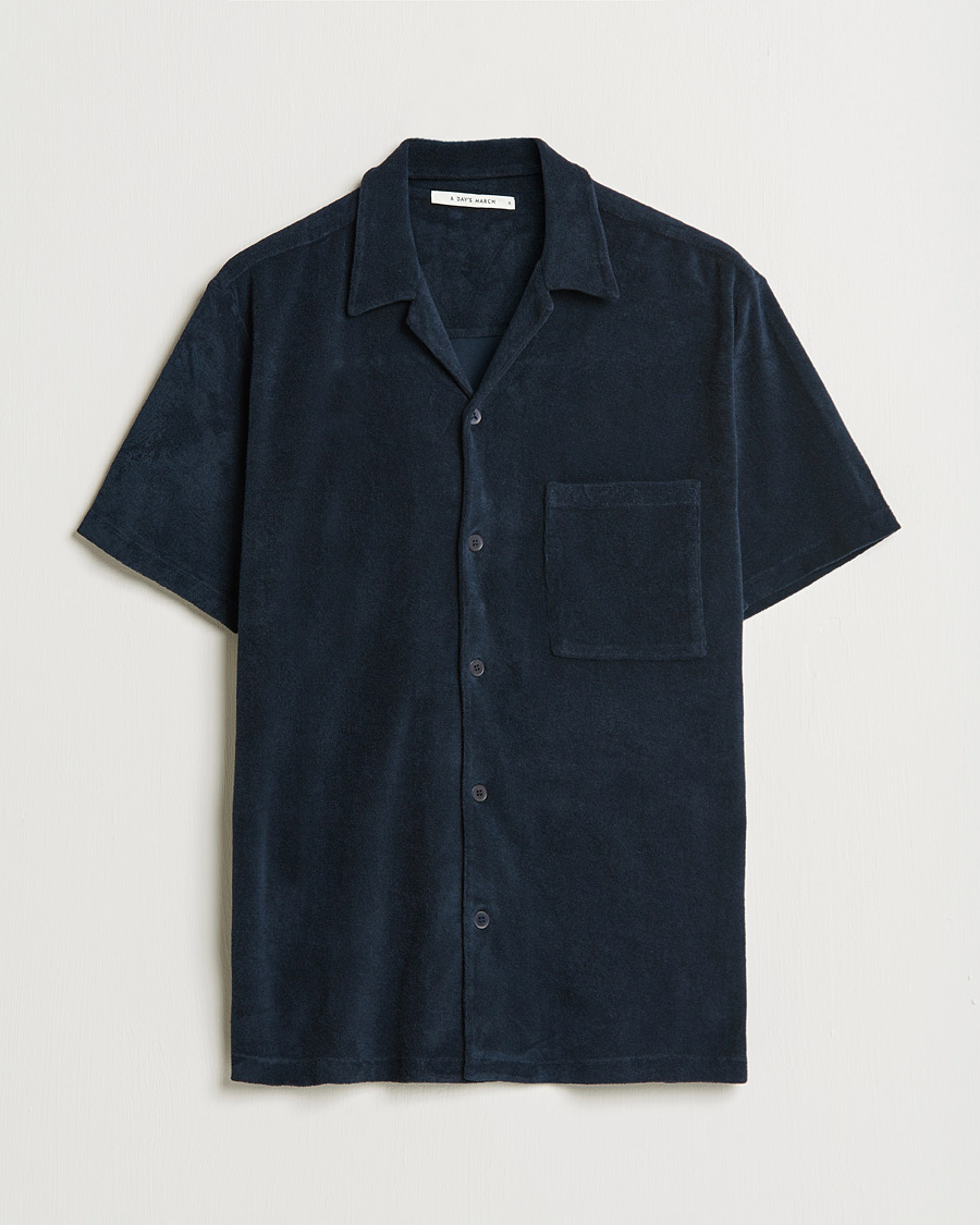 Herr | Terry | A Day's March | Yamu Short Sleeve Terry Shirt Navy