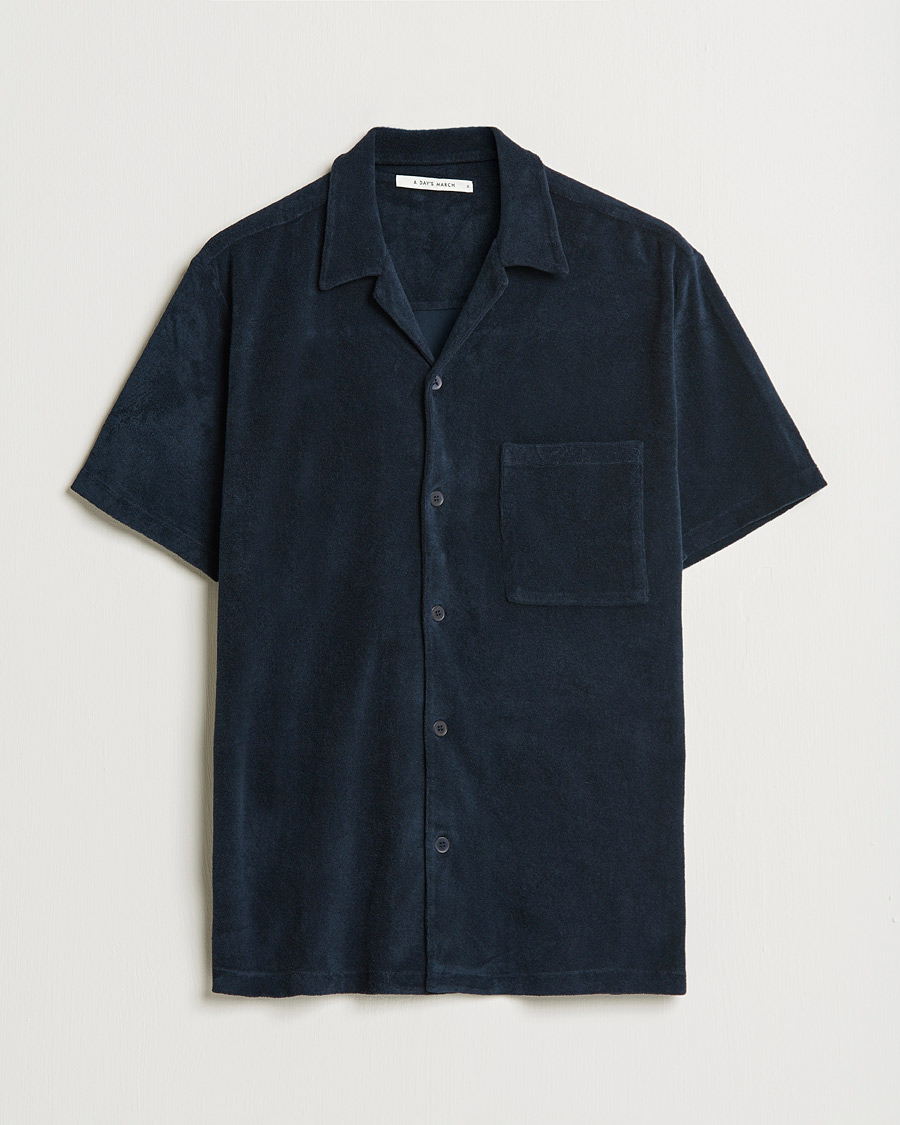 Herr | Skjortor | A Day's March | Yamu Short Sleeve Terry Shirt Navy