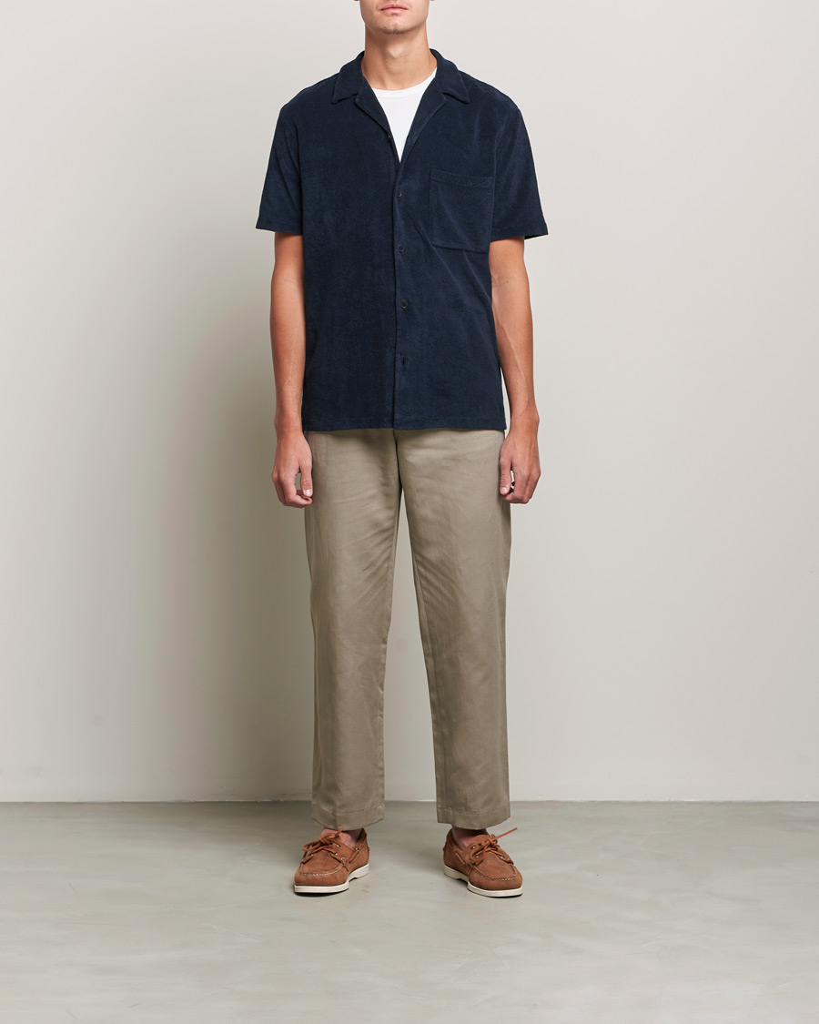 Herr | Skjortor | A Day's March | Yamu Short Sleeve Terry Shirt Navy