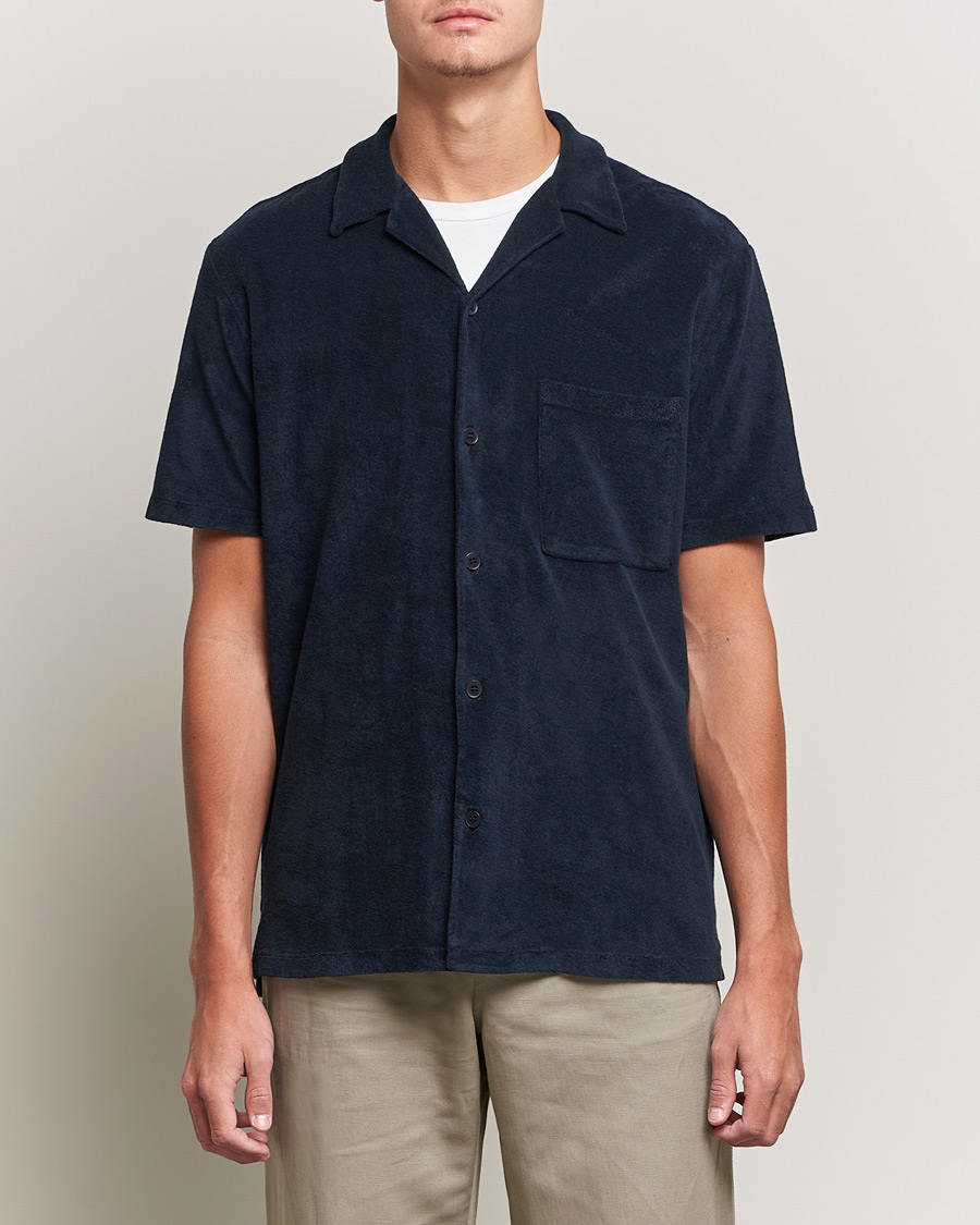 Herr | Skjortor | A Day's March | Yamu Short Sleeve Terry Shirt Navy