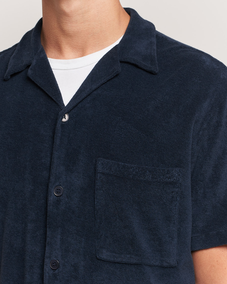Herr | Skjortor | A Day's March | Yamu Short Sleeve Terry Shirt Navy