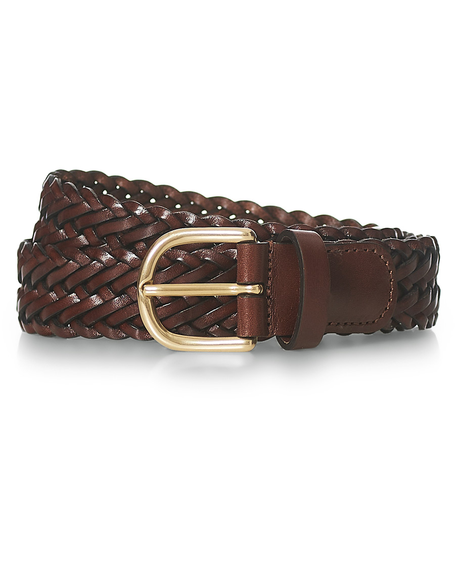 Herr | Anderson's Woven Leather Belt 3 cm Dark Brown | Anderson's | Woven Leather Belt 3 cm Dark Brown