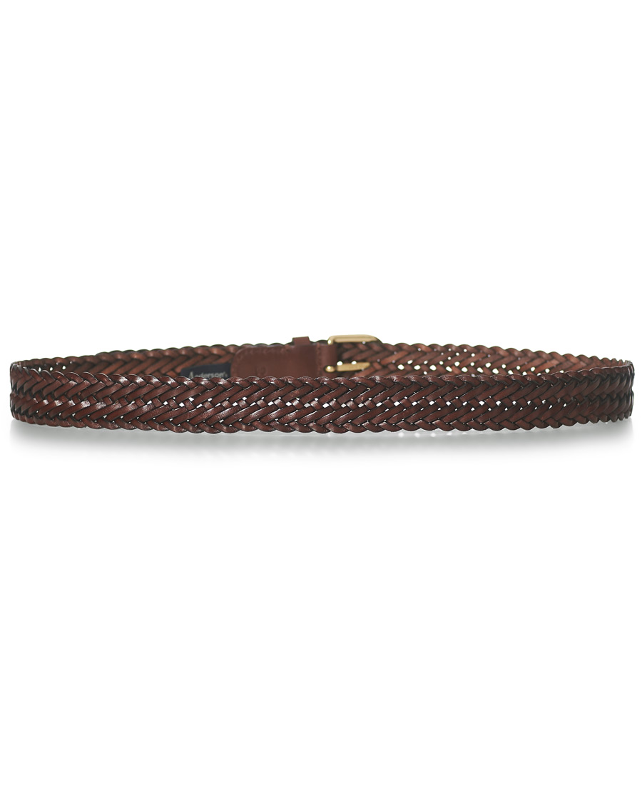 Herr | Anderson's Woven Leather Belt 3 cm Dark Brown | Anderson's | Woven Leather Belt 3 cm Dark Brown