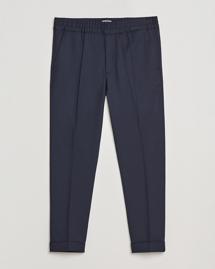 Herr | Byxor | Filippa K | Terry Gabardine Cropped Turn Up Trousers Navy