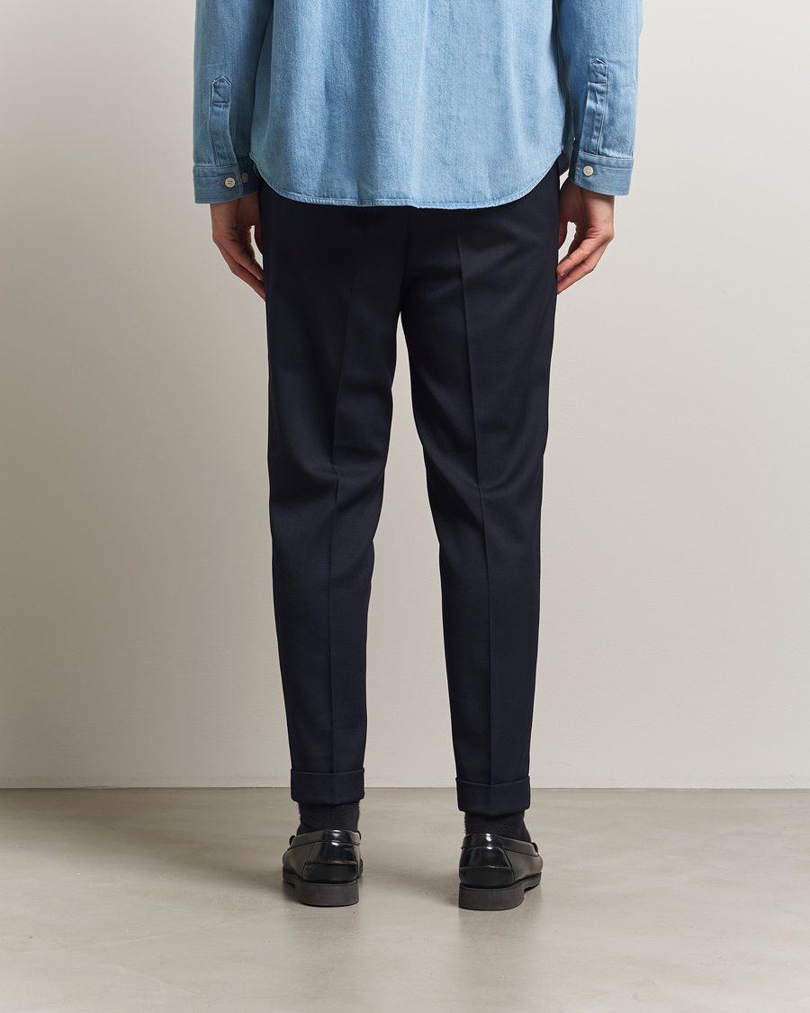 Herr | Byxor | Filippa K | Terry Gabardine Cropped Turn Up Trousers Navy