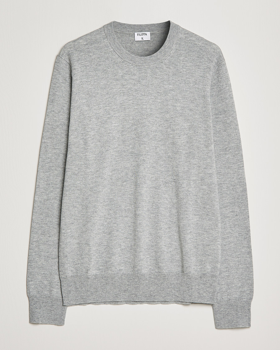 Herr |  | Filippa K | Cotton Merino Basic Sweater Light Grey Melange