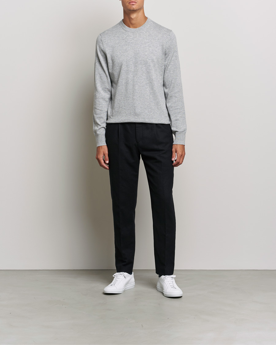 Herr | Tröjor | Filippa K | Cotton Merino Basic Sweater Light Grey Melange