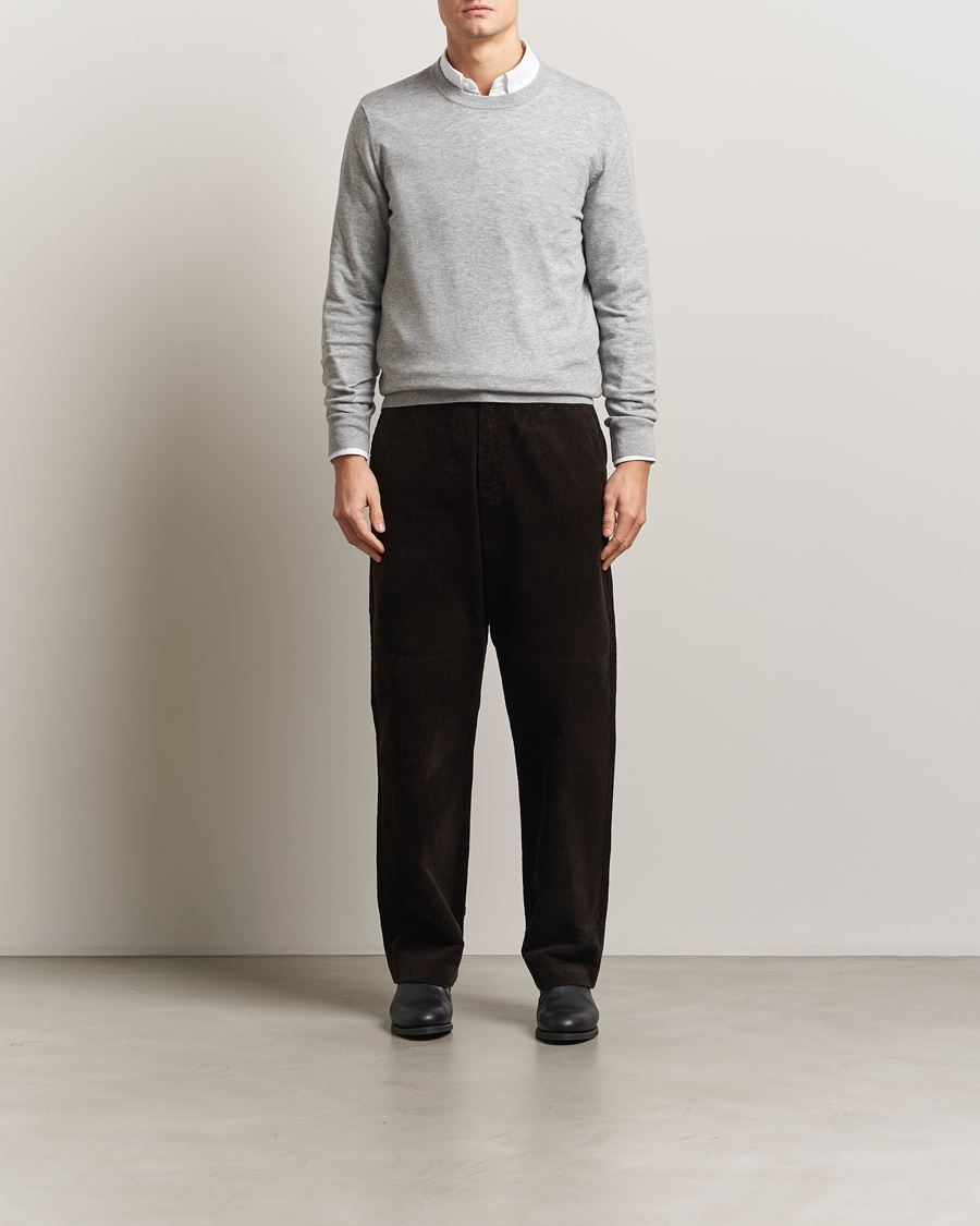 Herr | Tröjor | Filippa K | Cotton Merino Basic Sweater Light Grey Melange