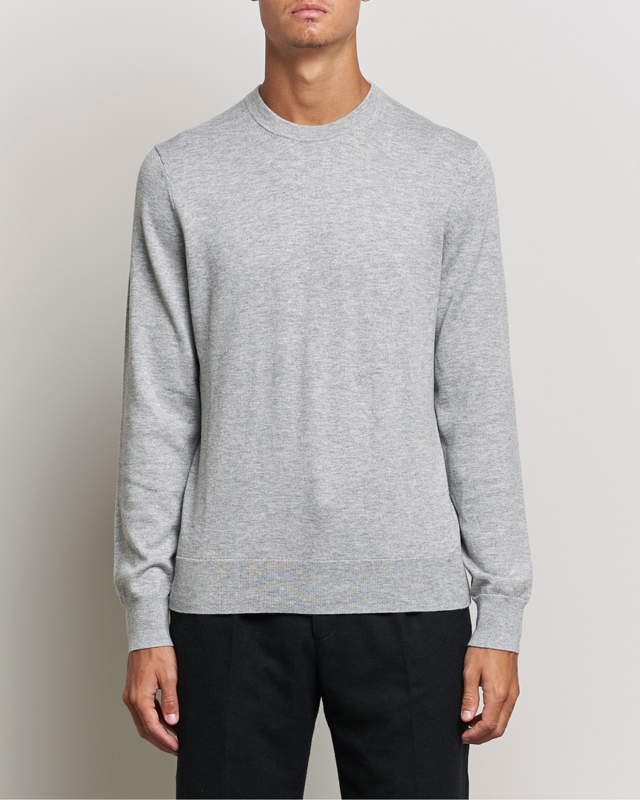Herr | Tröjor | Filippa K | Cotton Merino Basic Sweater Light Grey Melange