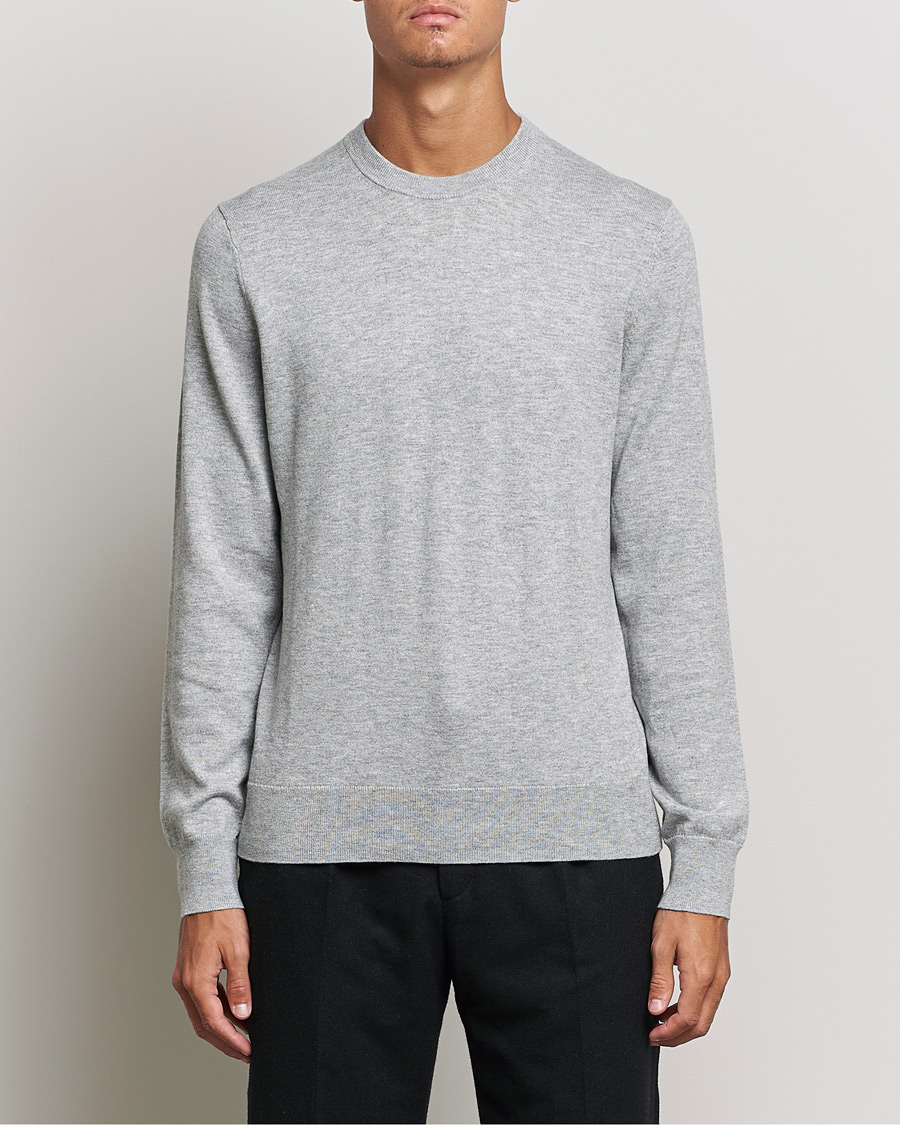 Herre | Filippa K | Filippa K | Cotton Merino Basic Sweater Light Grey Melange