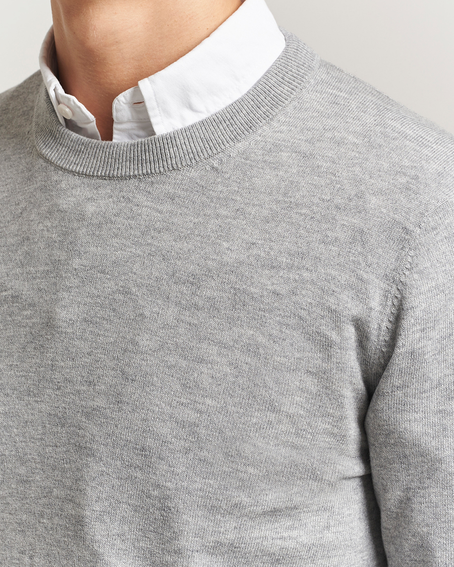 Herr | Tröjor | Filippa K | Cotton Merino Basic Sweater Light Grey Melange