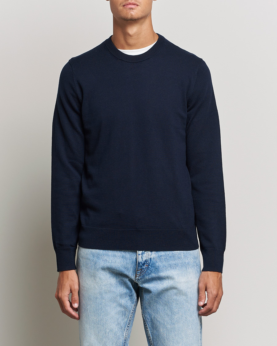 Herr | Pullover rundhals | Filippa K | Cotton Merino Basic Sweater Navy