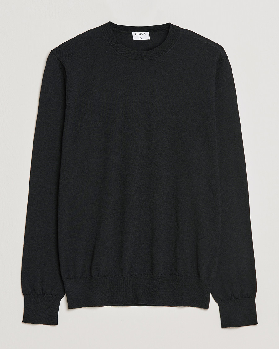Herr | Tröjor | Filippa K | Merino Round Neck Sweater Black
