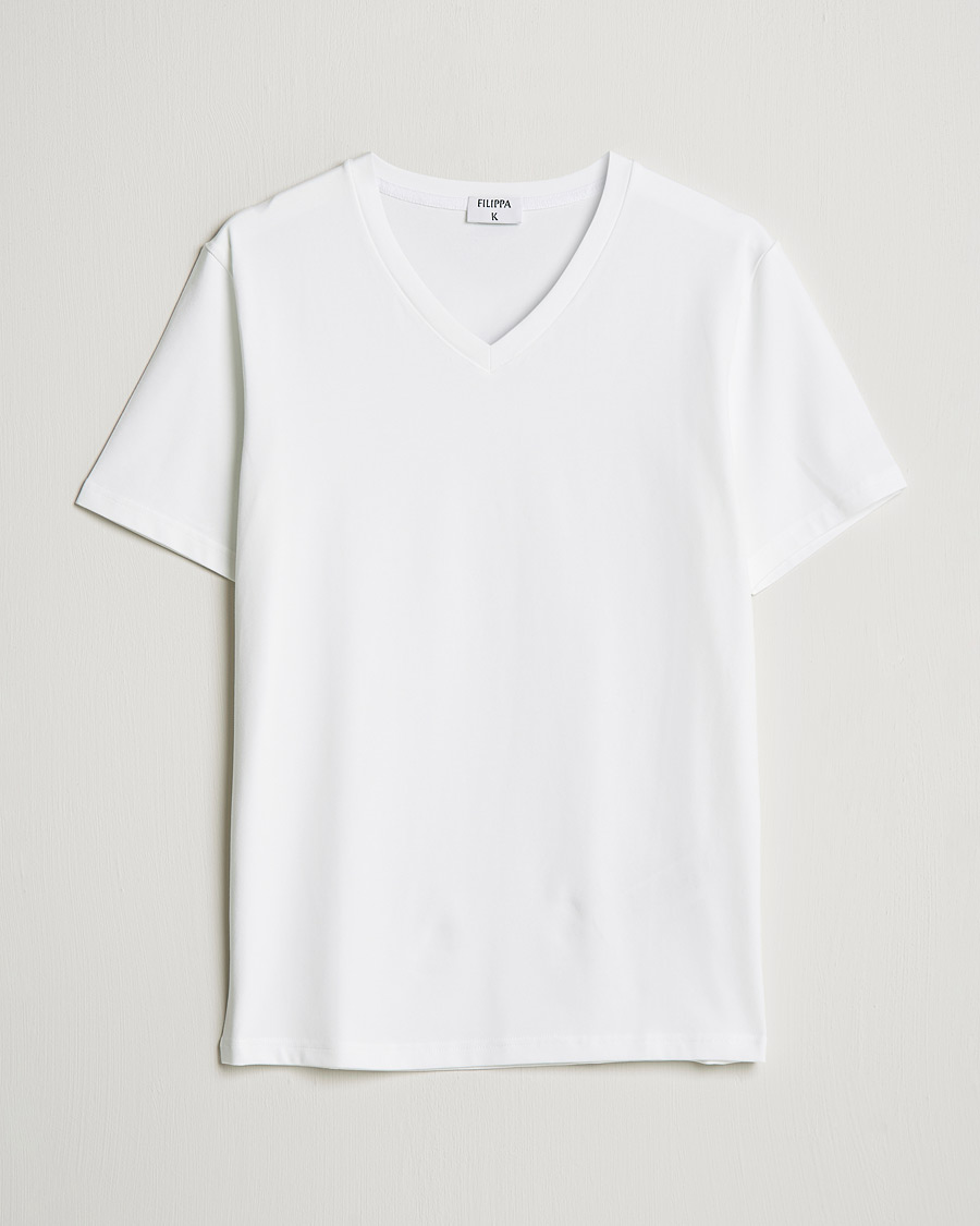 Herr | T-Shirts | Filippa K | Soft Lycra V-Neck Tee White