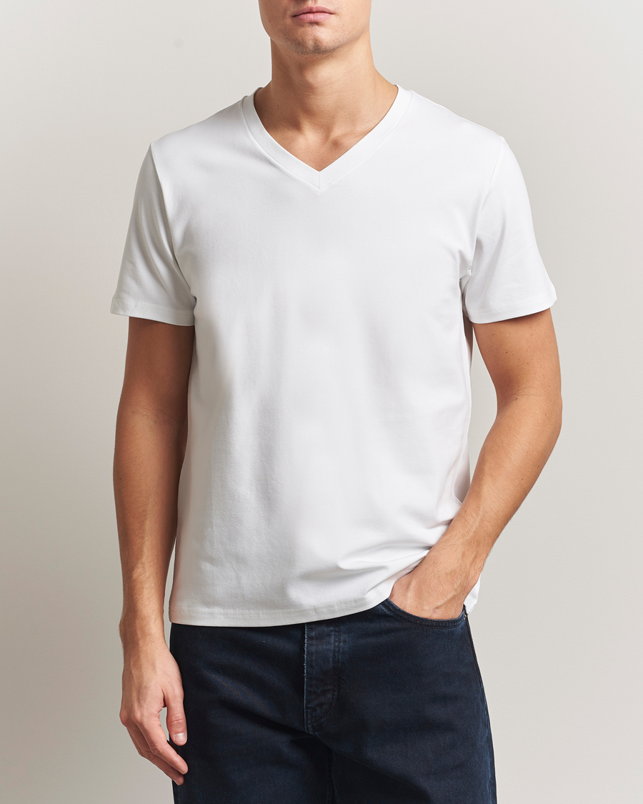 Herr | T-Shirts | Filippa K | Soft Lycra V-Neck Tee White