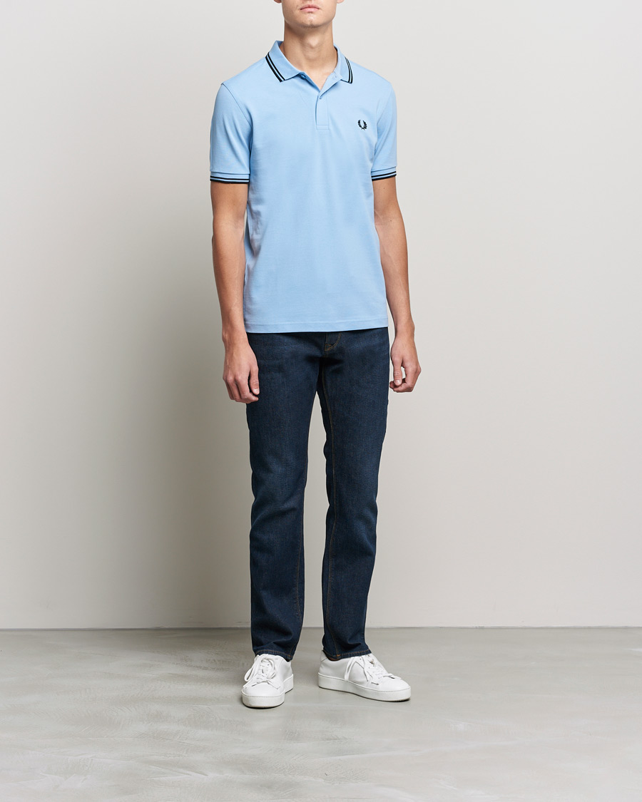 Herr | Pikéer | Fred Perry | Twin Tip Polo Sky Blue Black