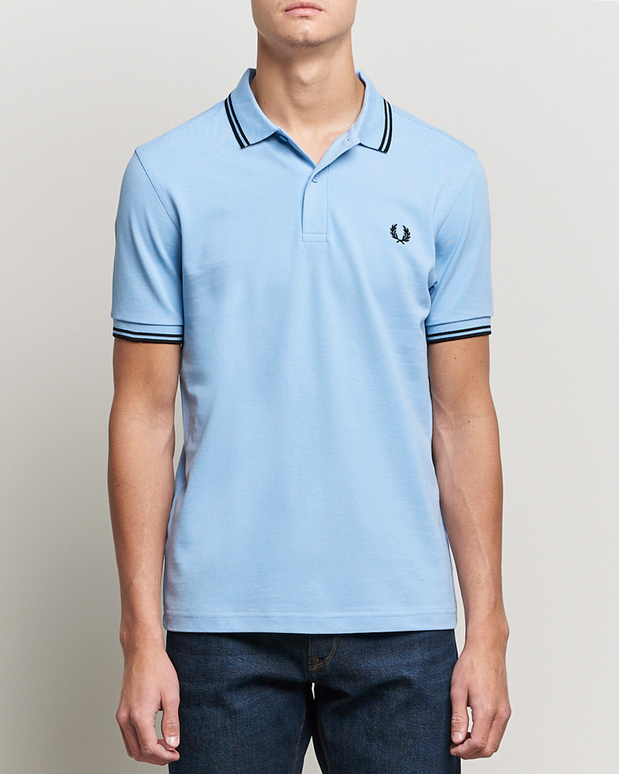 Herr | Pikéer | Fred Perry | Twin Tip Polo Sky Blue Black