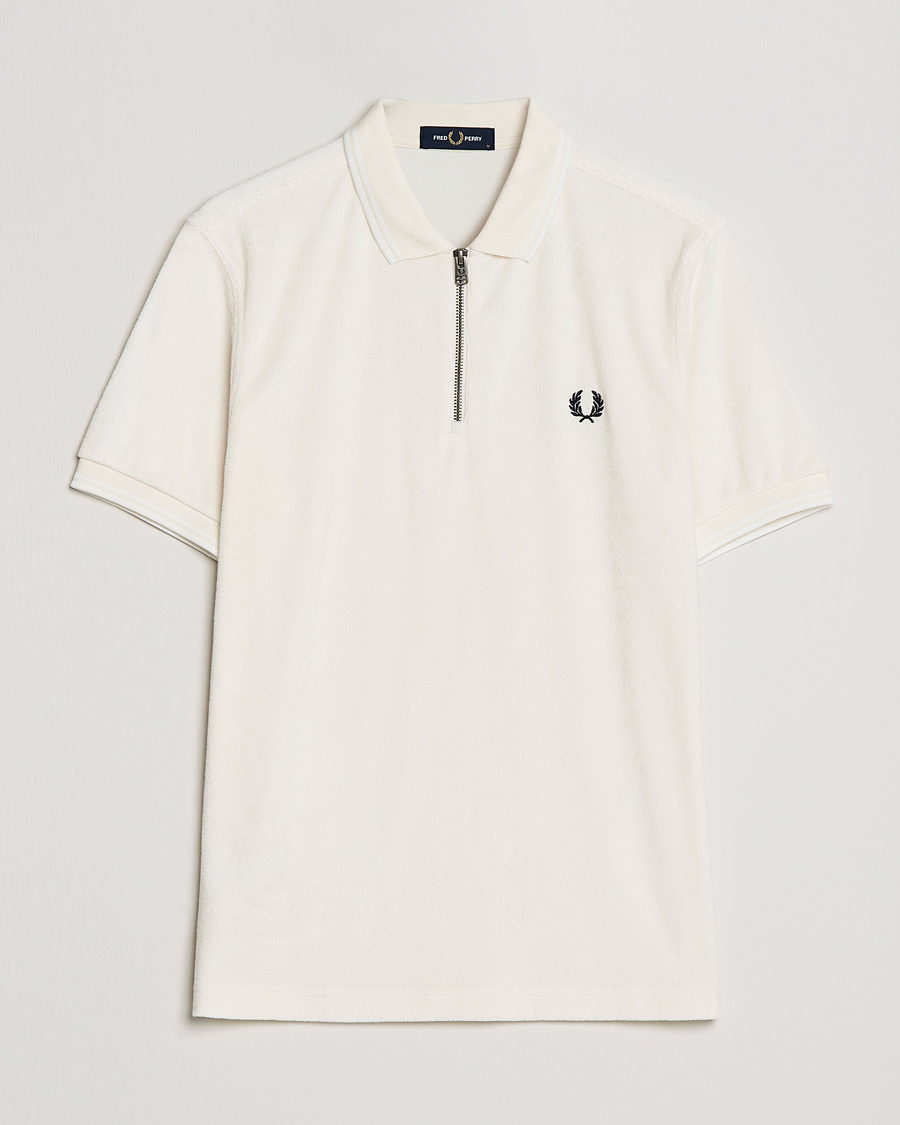 Herr | Pikéer | Fred Perry | Towelling Zip Neck Polo Ecru
