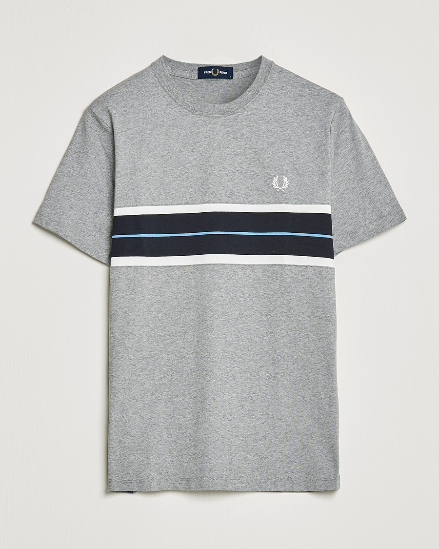 Herr | T-Shirts | Fred Perry | Tram Line Pannel Tee Steel Marl