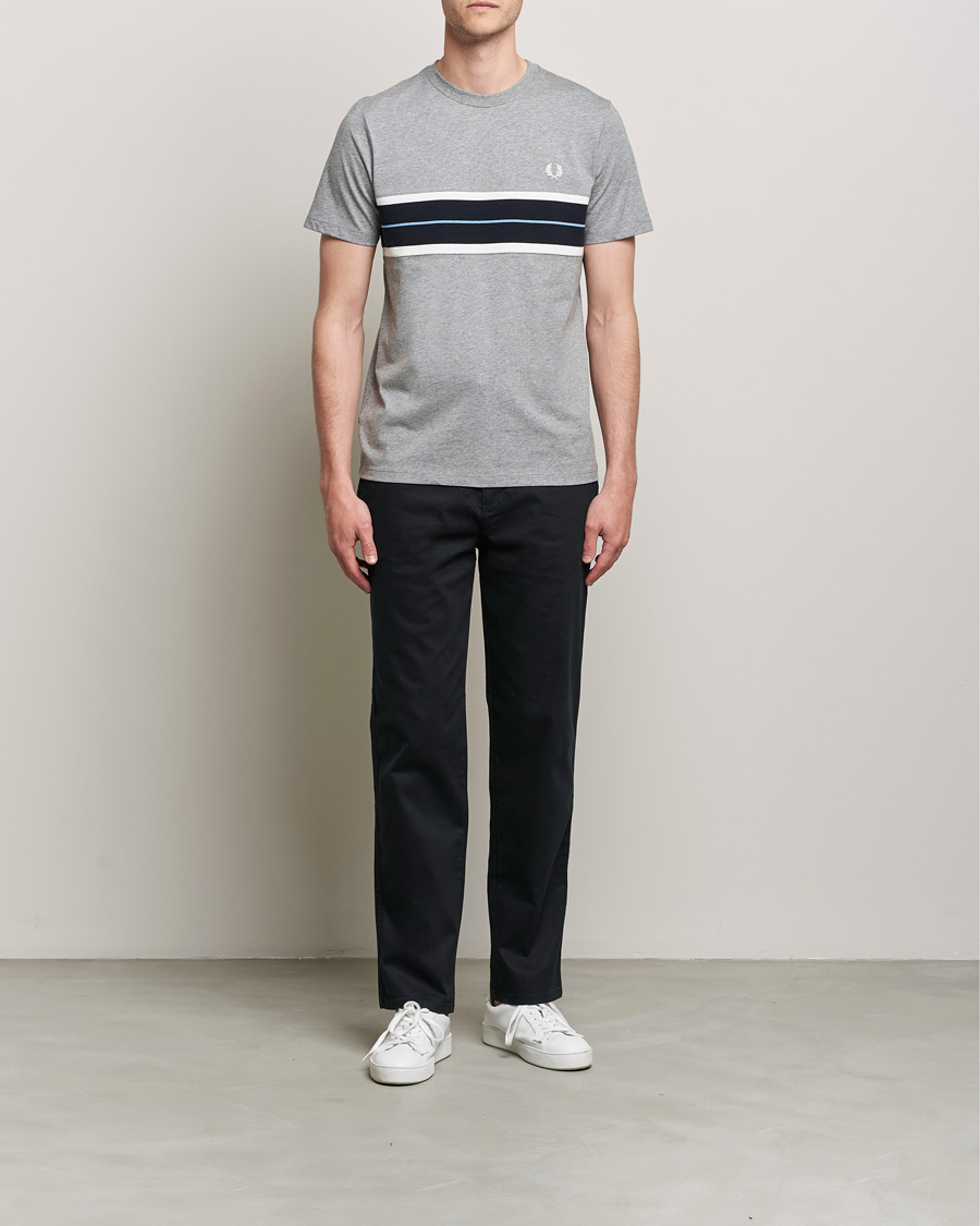 Herr | T-Shirts | Fred Perry | Tram Line Pannel Tee Steel Marl