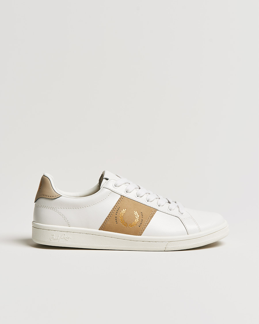 Herr | Fred Perry B721 Pique Embossed Leather Sneaker Porcelain | Fred Perry | B721 Pique Embossed Leather Sneaker Porcelain
