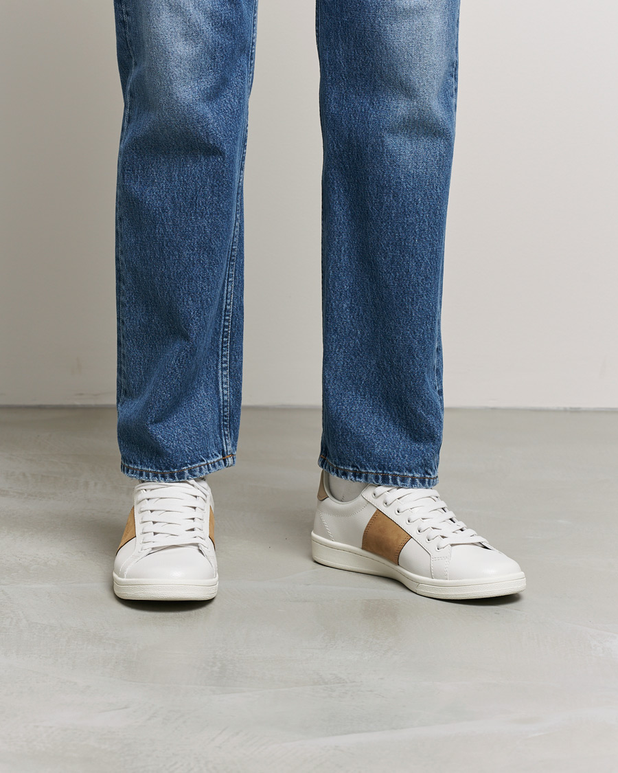 Herr | Fred Perry B721 Pique Embossed Leather Sneaker Porcelain | Fred Perry | B721 Pique Embossed Leather Sneaker Porcelain