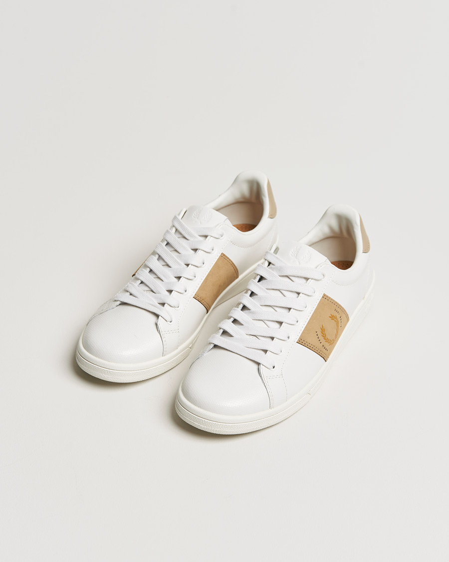 Herr | Fred Perry B721 Pique Embossed Leather Sneaker Porcelain | Fred Perry | B721 Pique Embossed Leather Sneaker Porcelain