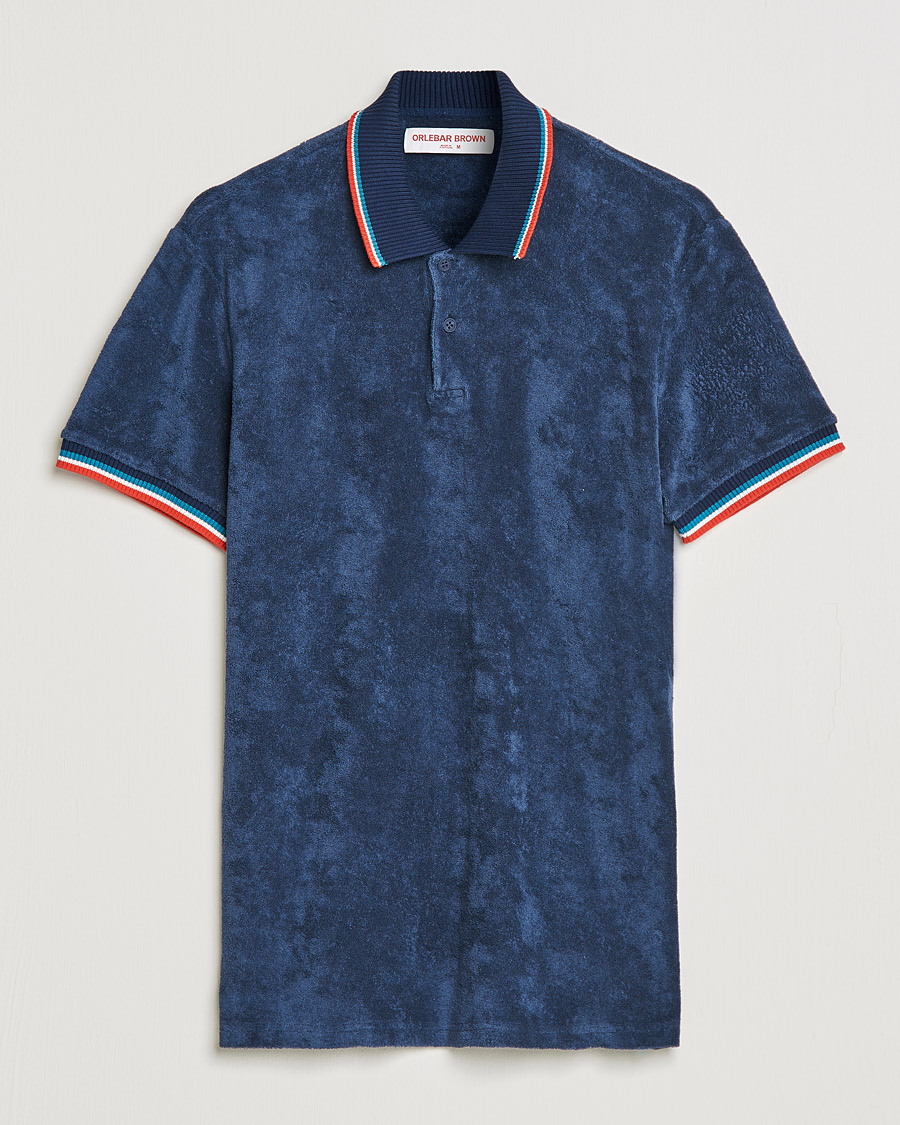 Herr | Pikéer | Orlebar Brown | Jarrett Towelling Striped Tipping Polo Navy