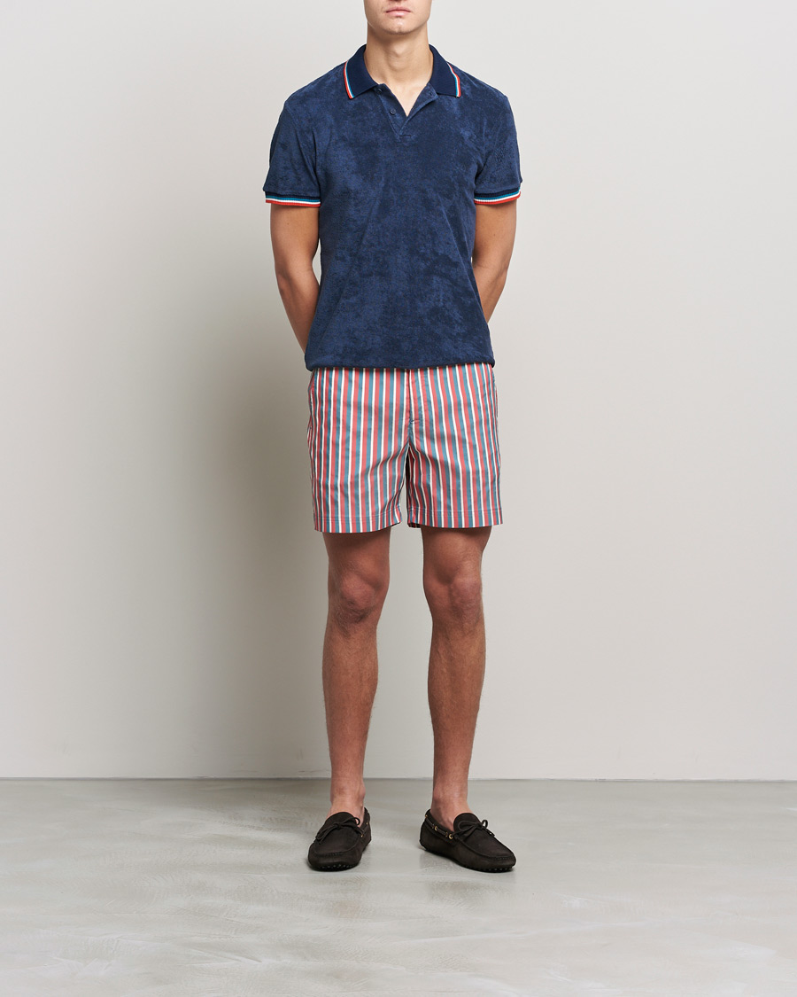 Herr | Pikéer | Orlebar Brown | Jarrett Towelling Striped Tipping Polo Navy