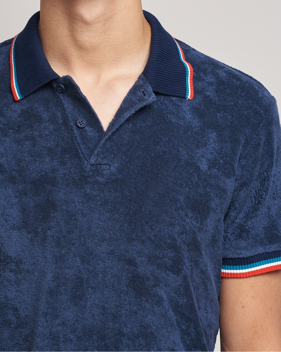 Herr | Pikéer | Orlebar Brown | Jarrett Towelling Striped Tipping Polo Navy