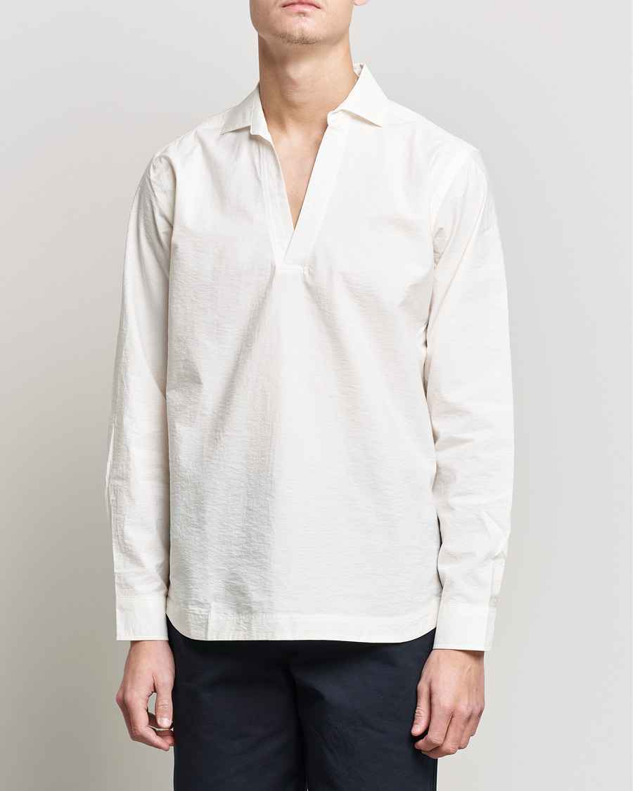 Herr | Skjortor | Orlebar Brown | Ridley Resort Collar Cotton Shirt White Sand