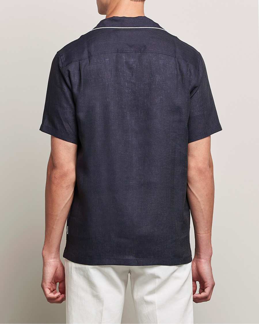 Herr | Skjortor | Orlebar Brown | Hibbert Short Sleeve Linen Shirt Navy