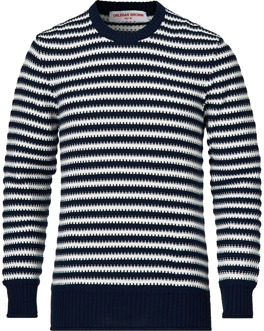 Herr | Tröjor | Orlebar Brown | Ned Classic Stripe Organic Cotton Jumper Navy/White Sand