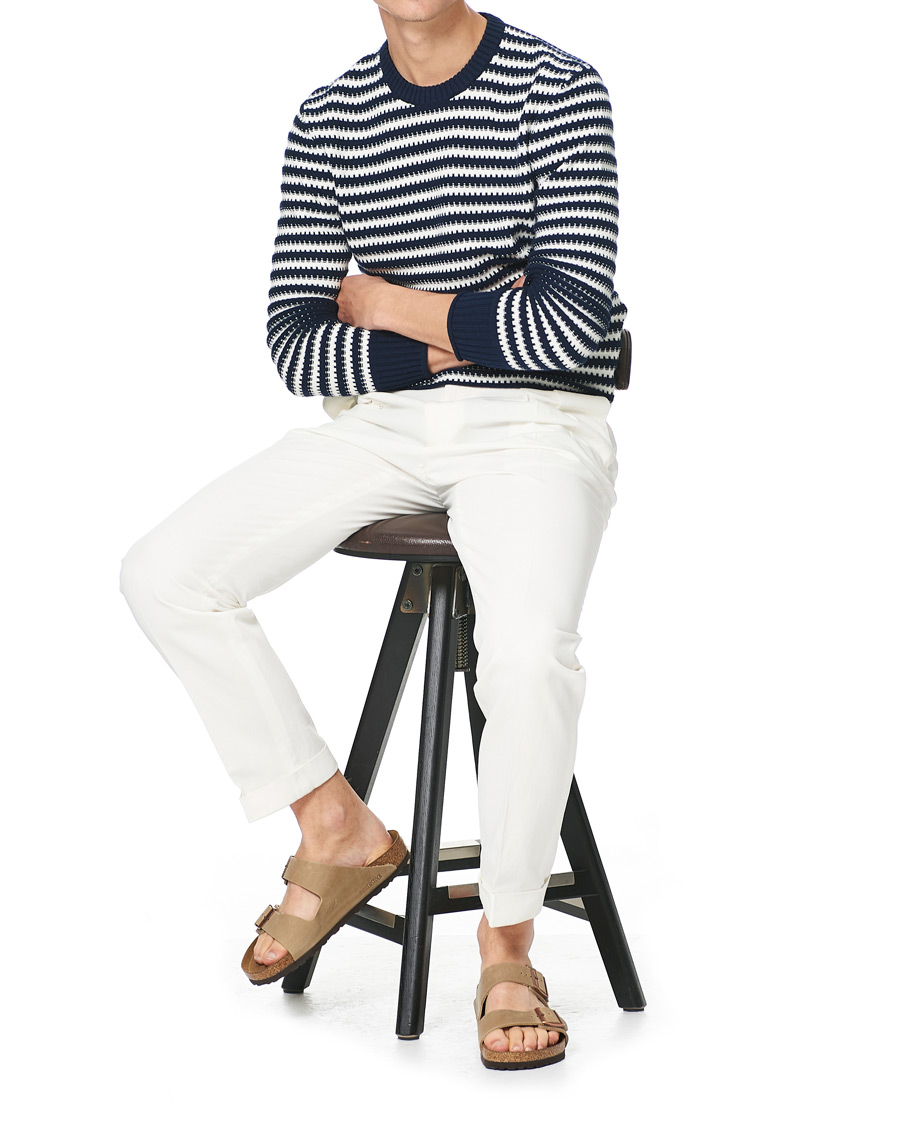 Herr | Tröjor | Orlebar Brown | Ned Classic Stripe Organic Cotton Jumper Navy/White Sand