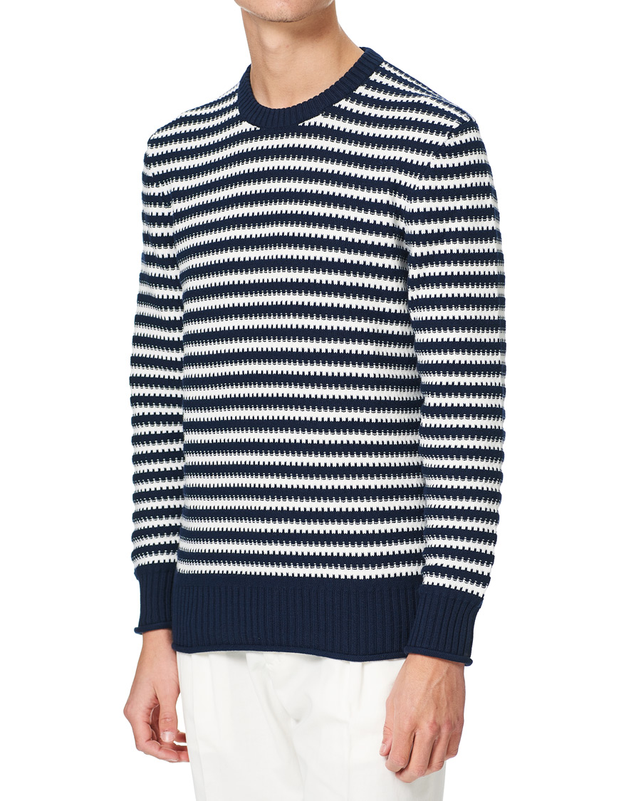 Herr | Tröjor | Orlebar Brown | Ned Classic Stripe Organic Cotton Jumper Navy/White Sand