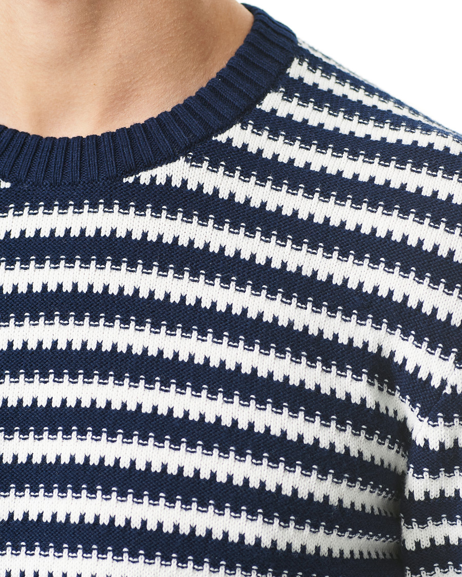 Herr | Tröjor | Orlebar Brown | Ned Classic Stripe Organic Cotton Jumper Navy/White Sand