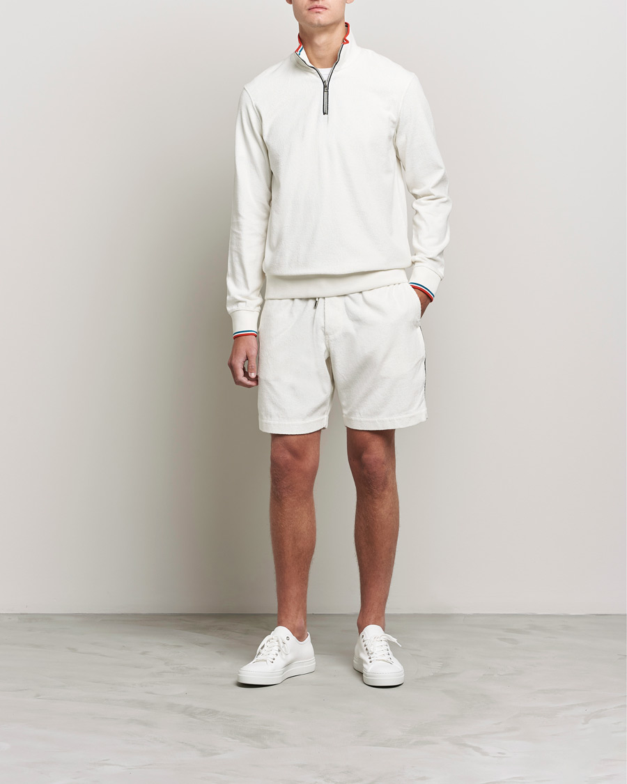 Herr | Tröjor | Orlebar Brown | Nielson OB Stripe Towelling Half Zip White Sand