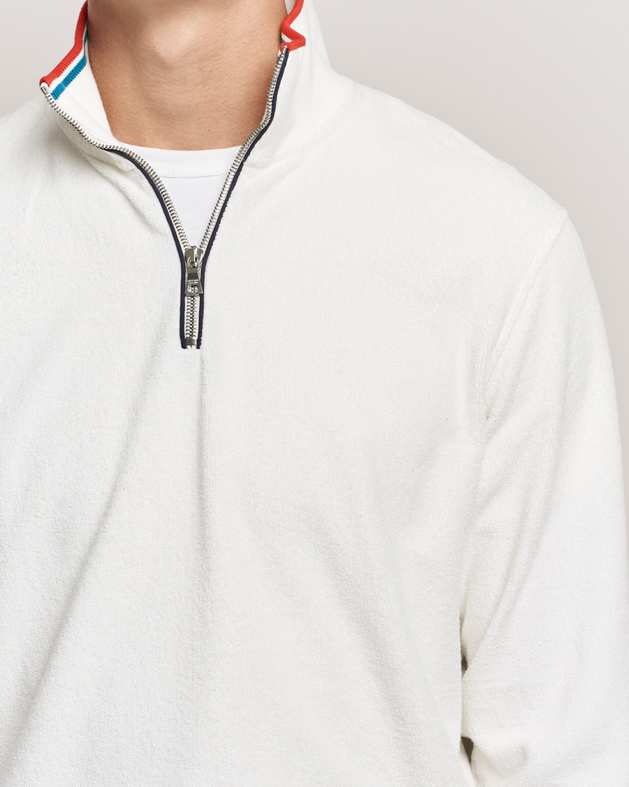 Herr | Tröjor | Orlebar Brown | Nielson OB Stripe Towelling Half Zip White Sand