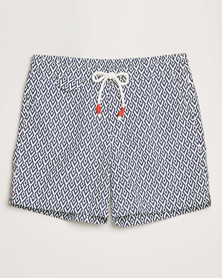 Herr | Badbyxor | Orlebar Brown | Standard Cano Printed Swimshorts Navy/Cloud