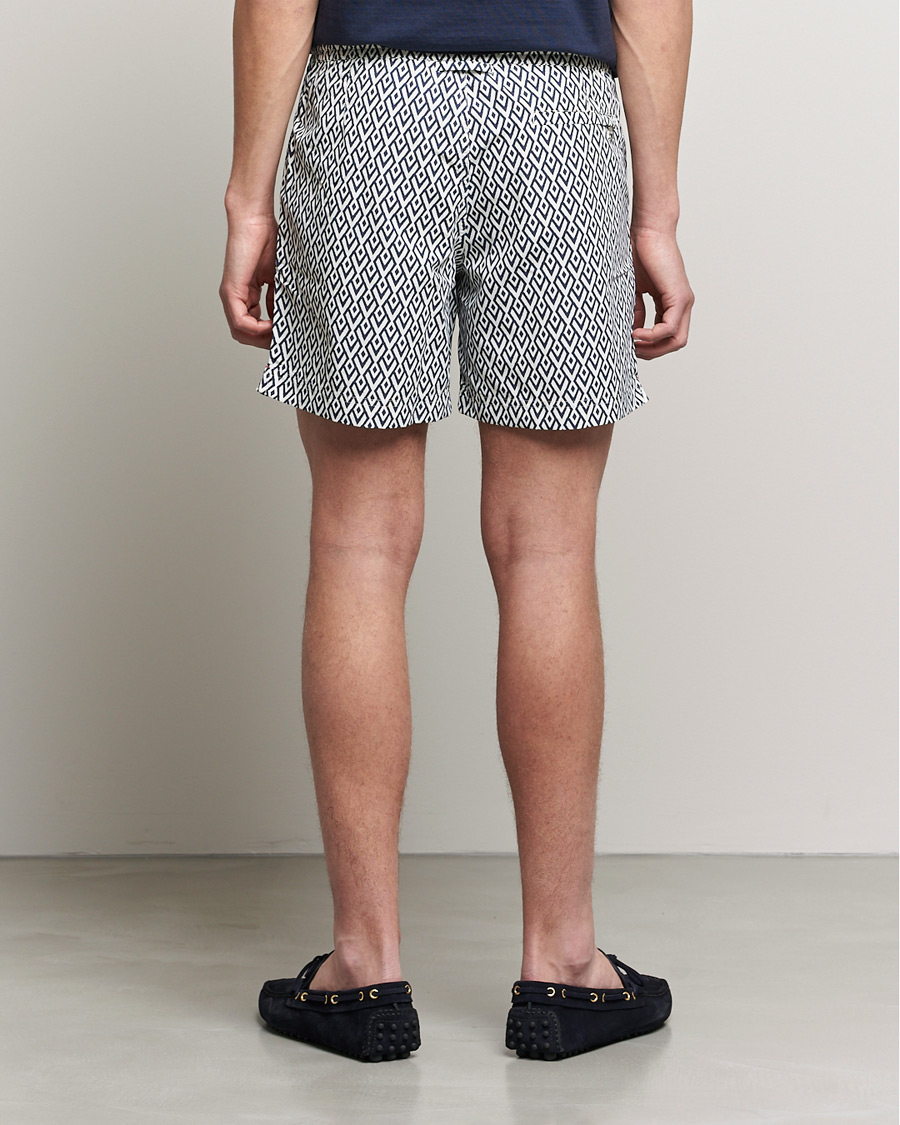 Herr | Badbyxor | Orlebar Brown | Standard Cano Printed Swimshorts Navy/Cloud