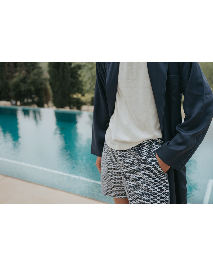 Herr | Badbyxor | Orlebar Brown | Standard Cano Printed Swimshorts Navy/Cloud